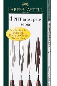 Faber Castell FC-167101 Tekenstift Faber-Castell Pitt Artist Pen 4-delig Etui Donker Sepia