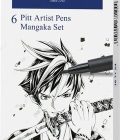 Faber Castell FC-167124 Tekenstift Faber-Castell Pitt Artist Pen Mangaka 6-delig Etui Zwart