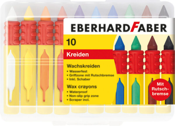 Eberhard Faber EF-521009 Waskrijt Rond Met Gripzone 10 Stuks Assorti