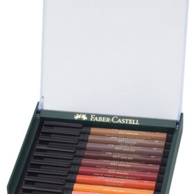 Faber Castell FC-267422 Tekenstift Faber-Castell Pitt Artist Pen Brush Set 12 Stuks Earth Tones