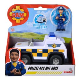 Simba Brandweerman Sam Politieauto met Figuur Rose