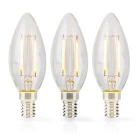 Nedis LBFE14C352P3 Led-filamentlamp E14 Kaars 4.5 W 470 Lm 2700 K Warm Wit Aantal Lampen In Verpakking: 3 Stuks Doorzichtig