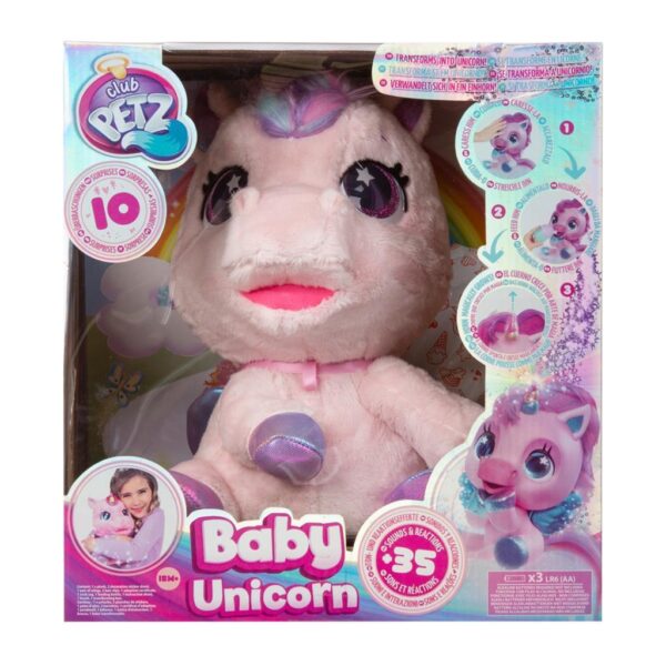 Clup Petz Knuffel Baby Unicorn + Licht en Geluid