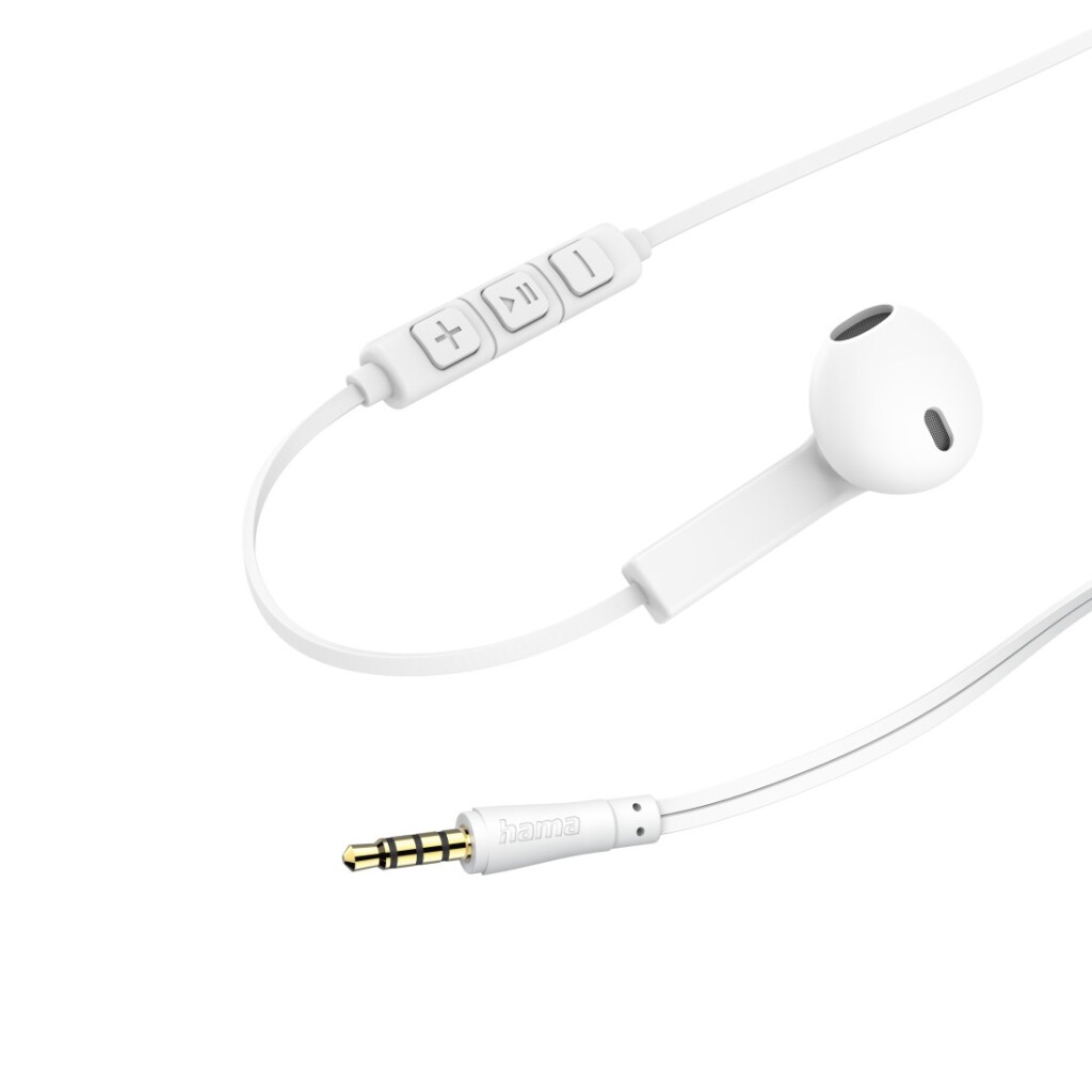Hama Oordopjes Advance Earbuds Microfoon Platte Kabel Wit - Afbeelding 2
