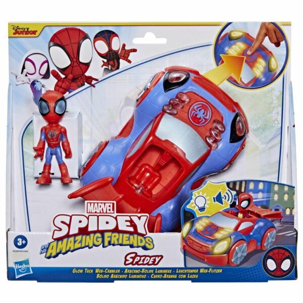 Spiderman Spidey And His Amazing Friends Voertuig met Figuur + Licht en Geluid Assorti