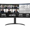 LG 34WR55QK-B | 34" Curved Ultrawide | 3440 x 1440 | Wide Quad HD | Zwart | Power Delivery | USB hub
