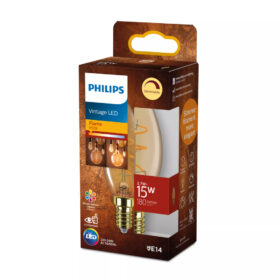 Philips LED Filamentkaarslamp 15W B35 E14 Flame Licht Amberkleurig